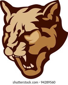 Graphic Mascot Vector Image of a Cougar Head