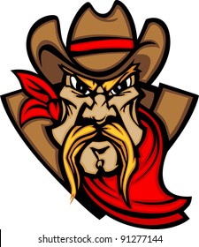 Graphic Mascot Vector Image Of A Cowboy Shooting Pistols