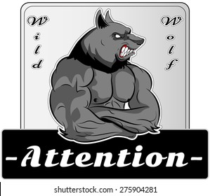 Graphic Mascot Vector Image of a wolf boxer. Logos for sport athletic club. Coat of Arms for the gym or sports shop. Wolf head. Vector illustration Eps 10