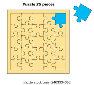 Graphic material, 25-piece jigsaw puzzle illustration with each plain piece independent