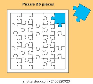 Graphic material, 25-piece jigsaw puzzle illustration with each plain piece independent