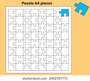 Graphic material, 64-piece jigsaw puzzle illustration with each plain piece independent