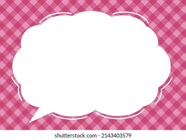 Graphic Material, Large Speech Bubbles, Comment Balloon And Gingham Check Background Illustration. Banner Material