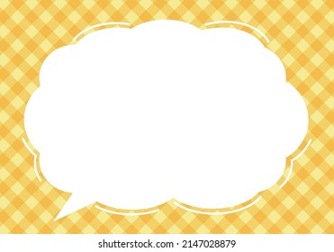 Graphic Material, Large Speech Bubbles, Comment Balloon And Gingham Check Background Illustration. Banner Material