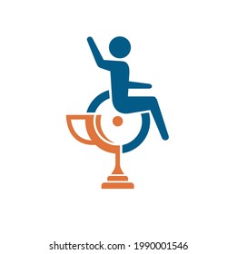 graphic material for sporting events for the disabled, trophy combination wheelchair icon.