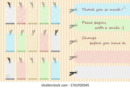 Graphic material: Vector illustration of tag and bookmark frame set
Set with pastel grunge texture