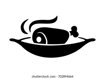 graphic meat in pan, vector