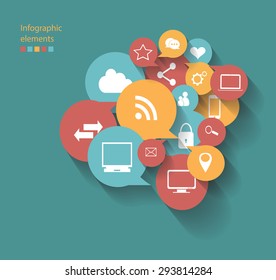 graphic media icons vector with blue background 