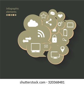 graphic media icons vector with green background 
