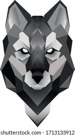 Graphic and menacing wolf head in color .
