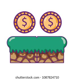 graphic metal coins videogame scene