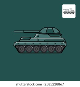 Graphic Military Tank Cartoon Illustration Icon in Vector Shape. Isolated Military Transport Concept Design. Minimalist Cartoon Style