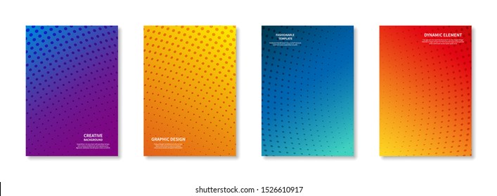 Graphic minimal cover design creative background trendy template dynamic element halftone dots colorful flyer future geometric patterns abstract vector illustration