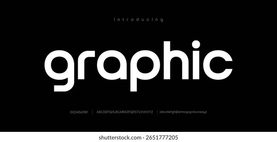 Graphic Minimal modern logo alphabet font. Typography abstract minimalist sans serif technology, electronic, digital, music, movie, creative logos fonts. vector illustration