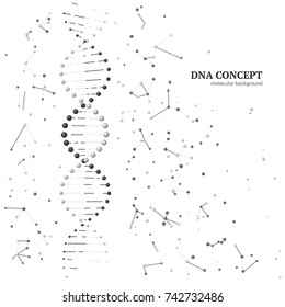 Graphic model molecule DNA. Genetic molecular background. Vector illustration
