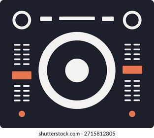Gráfico de una placa frontal de controlador de DJ moderno con Botones e indicadores circulares