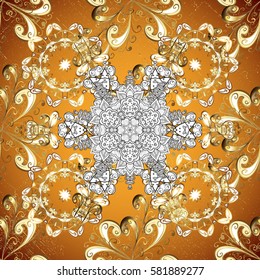 Graphic modern on yellow background. Floral pattern. Vector background. Wallpaper baroque, damask.