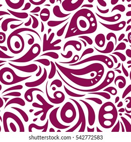 Graphic modern pattern. Abstract pattern in Arabian style. Purple texture on white background. Seamless vector background.