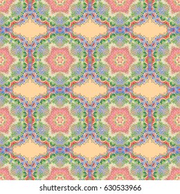 Graphic modern pattern. Abstract pattern in Arabian style. Red, pink and beige texture. Seamless vector background.