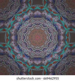 Graphic modern pattern. Abstract pattern in Arabian style. Orange and blue texture. Seamless vector background.
