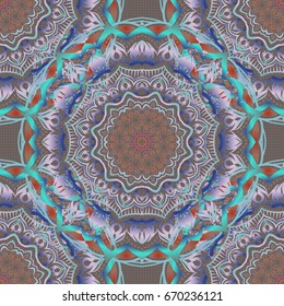 Graphic modern pattern. Abstract pattern in Arabian style. Orange and blue texture. Seamless vector background.