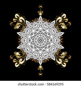 Graphic modern pattern. Floral pattern. Vector background with white doodles. Wallpaper baroque, damask.
