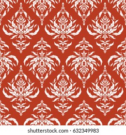 Graphic modern pattern. Orange and white texture. Seamless vector background. Abstract pattern in Arabian style.