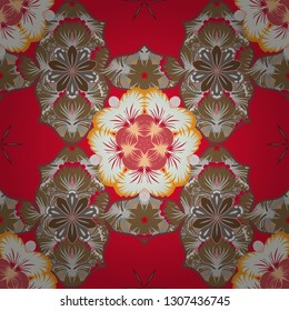 Graphic modern pattern. Seamless abstract floral pattern in gray, red and brown colors. Cute vector background. Geometric leaf ornament.