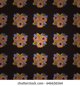 Graphic modern pattern. Seamless abstract floral pattern in yellow, red and brown colors. Geometric leaf ornament. Cute vector background.