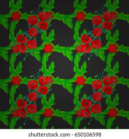 Graphic modern pattern. Seamless abstract floral pattern on a gray background. Seamless pattern with poppy flowers. Geometric leaf ornament. Cute vector background.