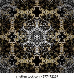 Graphic modern pattern. Seamless pattern floral pattern. Seamless vector background with white doodles. Wallpaper baroque, damask.