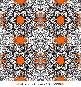 Graphic modern pattern. Wallpaper baroque, damask. Seamless pattern floral pattern. Seamless vector background with white doodles.