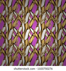 Graphic modern seamless pattern on brown, white and violet colors. Wallpaper baroque, damask. Seamless vector background. Seamless floral pattern.