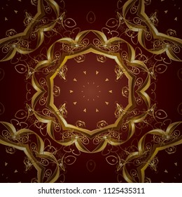 Graphic modern seamless pattern on brown and red colors. Wallpaper baroque, damask. Seamless floral pattern. Seamless vector background.