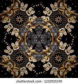 Graphic modern seamless pattern on black colors. Seamless floral pattern. Wallpaper baroque, damask. Seamless vector background.