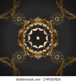 Graphic modern seamless pattern on brown and gray colors. Seamless floral pattern. Seamless vector background. Wallpaper baroque, damask.