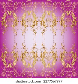 Graphic modern seamless pattern on purple, neutral and violet colors. Seamless floral pattern. Wallpaper baroque, damask. Seamless vector background.