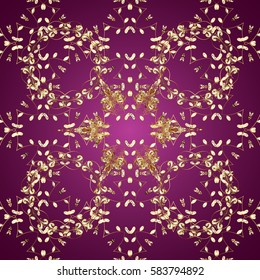 Graphic modern seamless pattern on purple background. Seamless floral pattern. Seamless vector background. Wallpaper baroque, damask.