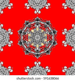 Graphic modern seamless pattern on red background. Seamless floral pattern. Seamless vector background. Wallpaper baroque, damask.