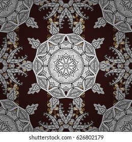 Graphic modern seamless pattern on brown background. Seamless vector background. Wallpaper baroque, damask. Seamless floral pattern.