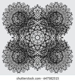 Graphic modern seamless pattern on gray background. Seamless floral pattern. Seamless vector background. Wallpaper baroque, damask.