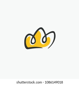 Graphic modernist element drawn by hand. royal crown of gold. Isolated on white background. Vector illustration. Logotype, logo