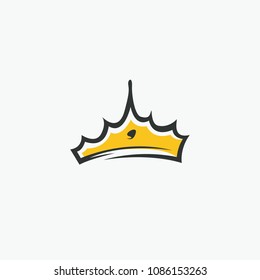 Graphic modernist element drawn by hand. royal crown of gold. Isolated on white background. Vector illustration. Logotype, logo