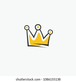 Graphic modernist element drawn by hand. royal crown of gold. Isolated on white background. Vector illustration. Logotype, logo