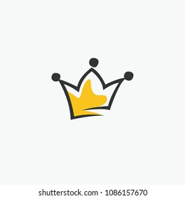 Graphic modernist element drawn by hand. royal crown of gold. Isolated on white background. Vector illustration. Logotype, logo