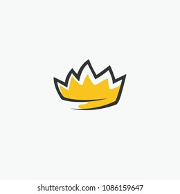 Graphic modernist element drawn by hand. royal crown of gold. Isolated on white background. Vector illustration. Logotype, logo