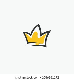 Graphic modernist element drawn by hand. royal crown of gold. Isolated on white background. Vector illustration. Logotype, logo
