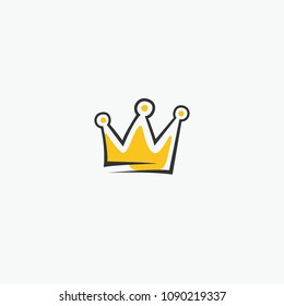 Graphic modernist element drawn by hand. royal crown of gold. Isolated on white background. Vector illustration. Logotype, logo