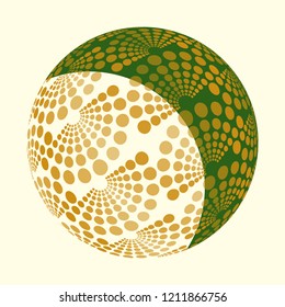 graphic moon with dots pattern in gold green shades