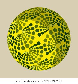 graphic moon with dots pattern in ivory yellow green shades